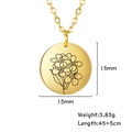 Collana con ciondolo a fiore in acciaio al titanio dorato da 15mm e catena 45cm - Oro