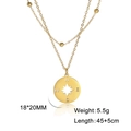 Gouden kompas hanger ketting met dubbellaagse kralenketting en gegraveerde ster - Goud-Dubbele Schakelketting