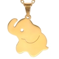 Schattige olifant hanger ketting van gepolijst titanium staal in goudkleur - Gouden Hanger Alleen (Zonder Ketting)