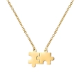 Collana con ciondolo a forma di puzzle in acciaio inossidabile dorato lucido - Oro