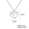 Collana con ciondolo a cuore e delfini argento, catena 45+5cm e larghezza di 23mm - Colore acciaio