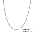 Classic silver wave chain necklace in polished metal with 35+5cm length and 2g weight - Steel