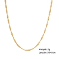Classic 18k gold plated water wave necklace, 35cm with 5cm extension, 2g weight - Gold