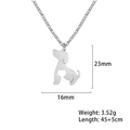 Silver hollow cat and dog silhouette pendant necklace with 23x16mm dimensions - Steel