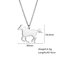 Polished 304 stainless steel running horse pendant necklace with adjustable chain length - Steel