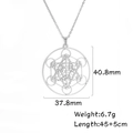 Pendentif Métatron en acier argenté montrant les dimensions 40,8 mm et le poids - Grand / Argent