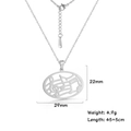 Polished stainless steel musical necklace with oval treble clef and note pendant - Silver Staff Musical Note