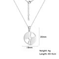 Polished stainless steel round hollow pendant necklace with 45+5cm adjustable chain - Silver Drum CD