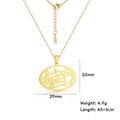 Gold stainless steel musical note pendant necklace with hollow oval stave design - Gold Staff Musical Note