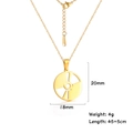 Gold hollow round disc pendant necklace in stainless steel with dimensions and chain length - Gold Drum CD