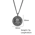 Matte black stainless steel Odin pendant necklace with Norse runes and 60cm chain - Black
