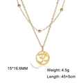 Detail of gold double-layer Om pendant necklace with dimensions 15x16.6mm and weight 4.5g - Gold Om Symbol Double Layer Chain