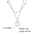 Double-layered stainless steel Om pendant necklace with silver bead chain for women - Silver Om Symbol Double Layer Chain