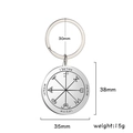 Detail van 35mm roestvrijstalen Salomo amulet sleutelhanger met afmetingen en gewicht - Saturnus Stijl 4 / 35x38mm