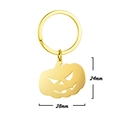 Portachiavi zucca di Halloween in acciaio dorato con design del viso traforato - Oro