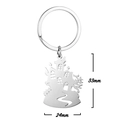 Stainless steel Halloween haunted house keychain with tree silhouette, 33mm x 24mm size - Silver