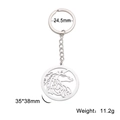 Steel keychain with flat ring and hollowed unicorn pendant showing exact dimensions - Unicorn