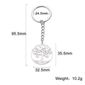 Dimensions du porte-clés arbre de vie en acier inoxydable avec pendentif arbre creux - Argenté
