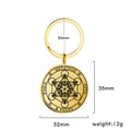 Détails du porte-clés Cube de Métatron doré avec motifs géométriques et dimensions - Doré