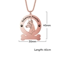 Roségouden Dobermann Pinscher cirkel hanger ketting met hond bot en pootafdruk design - Roségoud