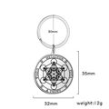Porte-clés en acier inoxydable avec cube de Métatron et géométrie sacrée mystique - Argenté