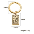 Gold 18K plated stainless steel tarot keychain with Wisdom Aquarius pendant and ring - Wisdom