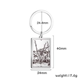 Porte-clés rectangulaire en acier inoxydable avec motif de tarot Cinq de Bâtons - Cinq de Bâton / Acier