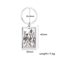 Porte-clés tarot Six de Bâtons rectangulaire en acier inoxydable pesant 17,6g - Six de Bâton / Acier