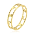 Anillo minimalista de acero de titanio dorado con patrones de estrellas y lunas caladas - US 7 / Dorado