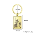 Golden Two of Wands Tarot card rectangular keychain pendant in polished stainless steel - Two of Wands