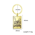 Golden stainless steel Five of Wands tarot keychain pendant with rectangle charm - Five of Wands