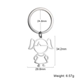 Porte-clés fille en acier inoxydable argenté avec dimensions et détails de poids - Fille Stick Figure