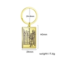 Gold stainless steel tarot keychain Nine of Wands rectangular charm 40mm pendant - Nine of Wands