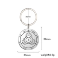 Seal of Solomon silver stainless steel keychain with mystical heptagram engraving - Saturn Style 5 / 35x38mm