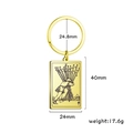 Golden Ten of Wands Tarot keychain with square stainless steel charm and size specs - Ten of Wands