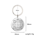 Stainless steel Solomon Saturn talisman keychain with Hebrew engraving and 35mm pendant - Saturn Style 6 / 35x38mm