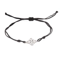 Verstellbares schwarzes Kordelarmband mit hohlem keltischem Knoten-Anhänger für Damen - Schwarzes Seil / Stahlfarben