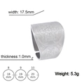 Adjustable stainless steel ring with hexagonal geometry pattern and size specifications - Steel