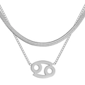 Detail of silver double-layered snake chain with Cancer zodiac pendant for women - Cancer