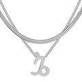 Collier double rang en acier inoxydable avec pendentif Capricorne et chaîne serpent - Capricorne