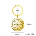 18K gold plated stainless steel Saturn keychain with engraved mystical round pendant - Gold Saturn Style 1