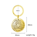 Gouden roestvrijstalen Salomo zon sleutelhanger met gegraveerde hexagram hanger 35mm - Gouden Zon Stijl 2