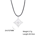 Silberne Edelstahl Keltenknoten-Kette mit verstellbarer schwarzer Kordel im Vintage-Stil - Stil 2 Silber