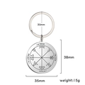 Silver stainless steel tarot sun keychain with engraved Hebrew symbols and seal - Steel Color Sun Style E