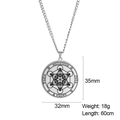 Collier en acier inoxydable argenté avec pendentif Cube de Métatron de 60cm - Acier