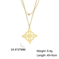Zweilagige Edelstahl-Halskette in Gold mit einem keltischen Knoten-Blumenanhänger-Design - Gold
