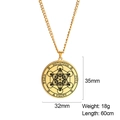 Collier doré avec pendentif géométrique Cube de Métatron en acier inoxydable, chaîne 60cm - Or