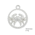 Detailed view of silver crab constellation charm with measurements 19x22.5mm and 2.17g weight - Cancer / Antique Silver