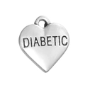 Pendentif cœur argenté avec gravure DIABETIC pour la création de bijoux médicaux - Avertissement Diabétique (Style 12)