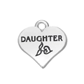 Pendentif en cœur avec gravure DAUGHTER et motif de feuilles sur fond blanc - Daughter (Style 21)